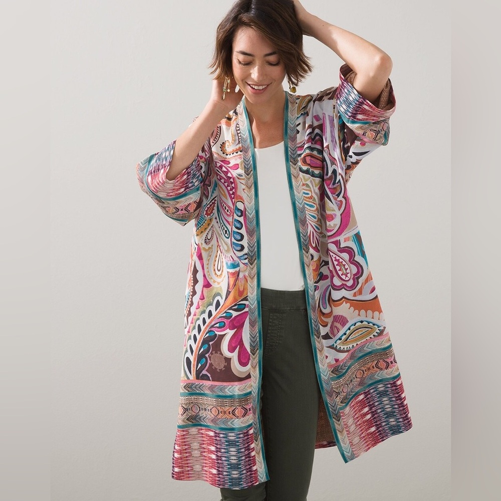 Chico’s Modern‎ Paisley Drama Kimono Sz S / M